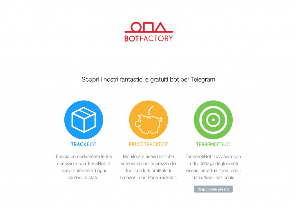 Home page sito BotFactory