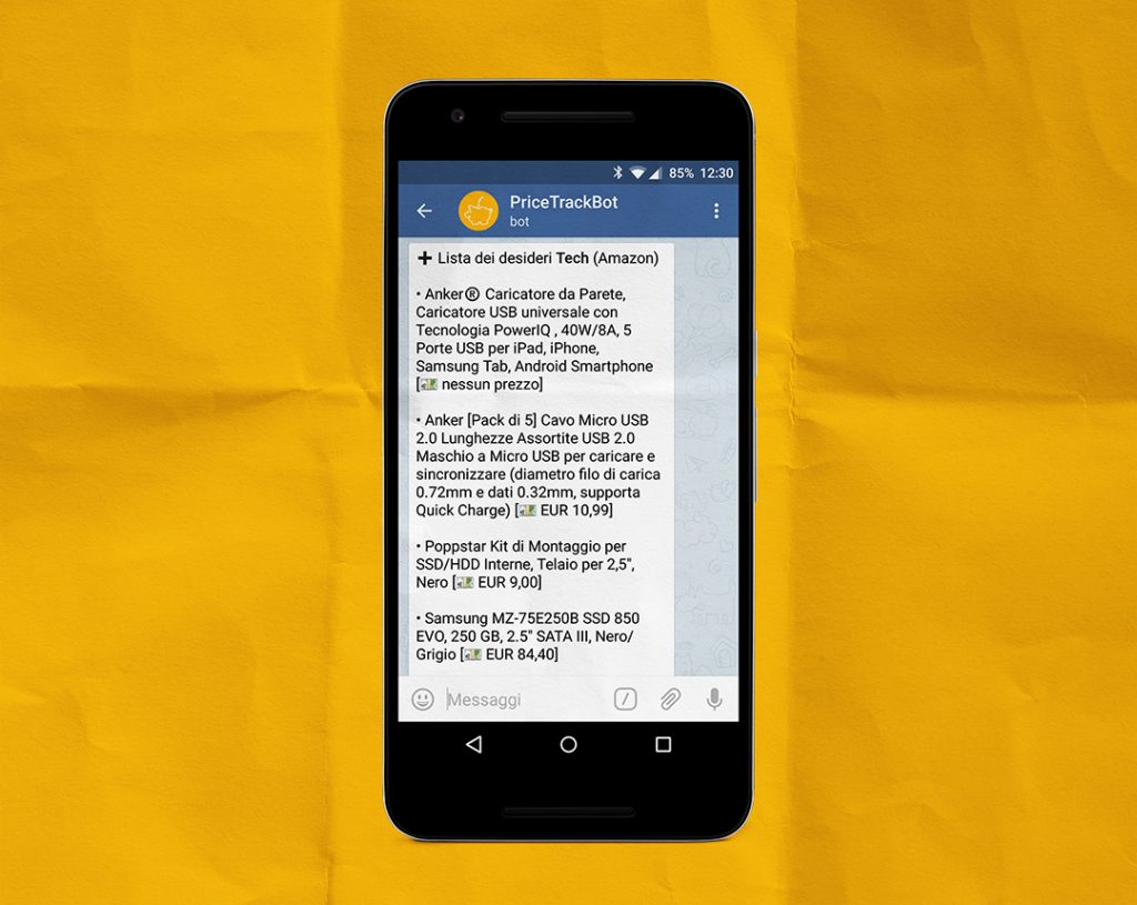 Liste dei desideri in PriceTrackBot
