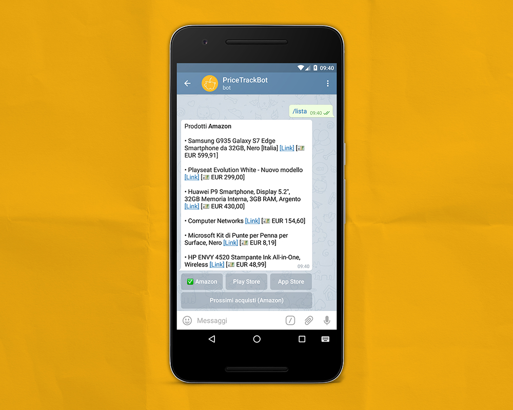 Nuova interfaccia Telegram per il comando lista